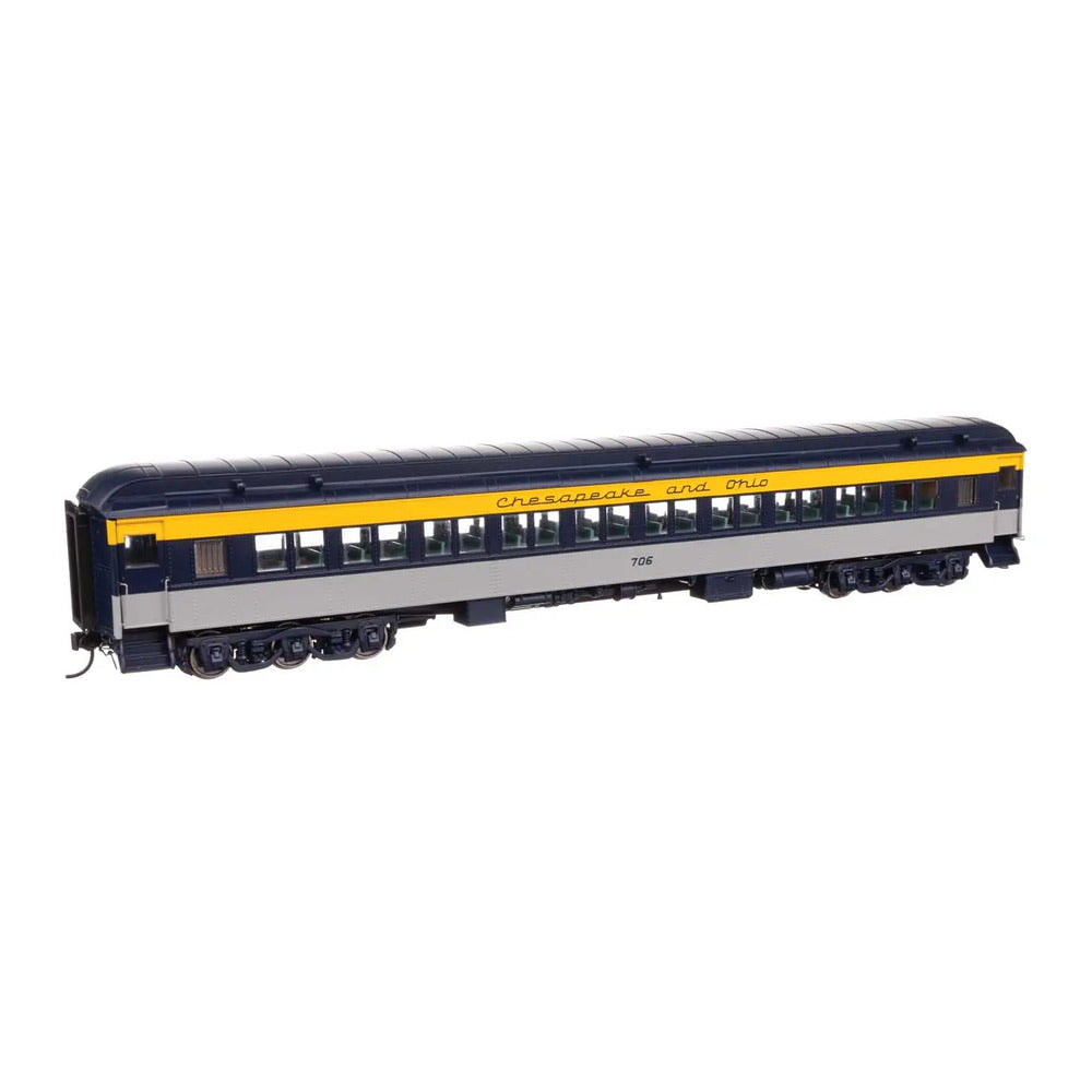 walthers proto 920 17601 ho scale 82 pullman built heavyweight paired window coach lighted ready to run chesapeake ohio tri color 706