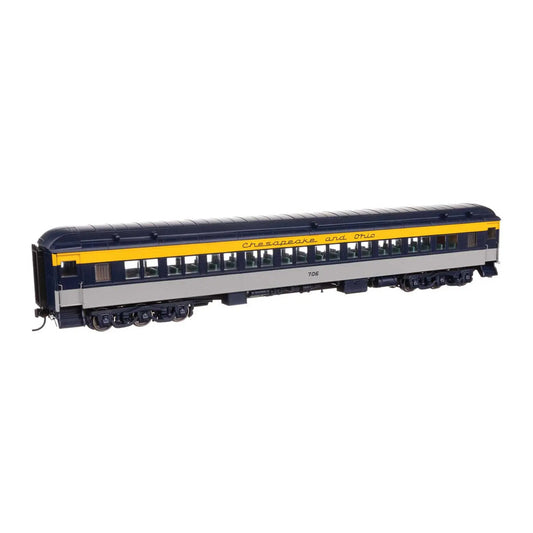 walthers proto 920 17601 ho scale 82 pullman built heavyweight paired window coach lighted ready to run chesapeake ohio tri color 706