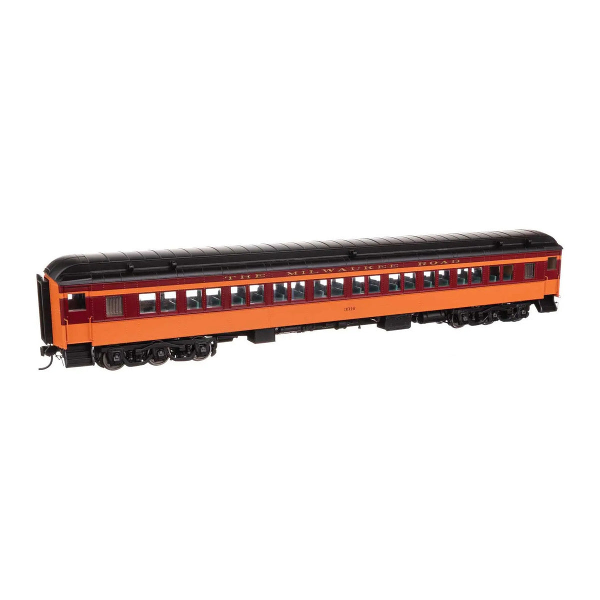 walthers proto 920 17609 ho scale 82 pullman built heavyweight paired window coach lighted ready to run milwaukee road 3316
