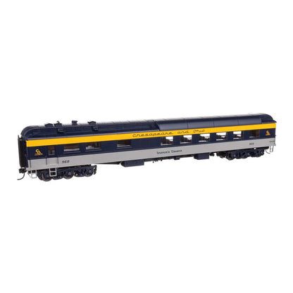 walthers proto 920 17701 ho scale 82 pullman built heavyweight 36 seat diner lighted ready to run chesapeake ohio tri color 968 frances tavern