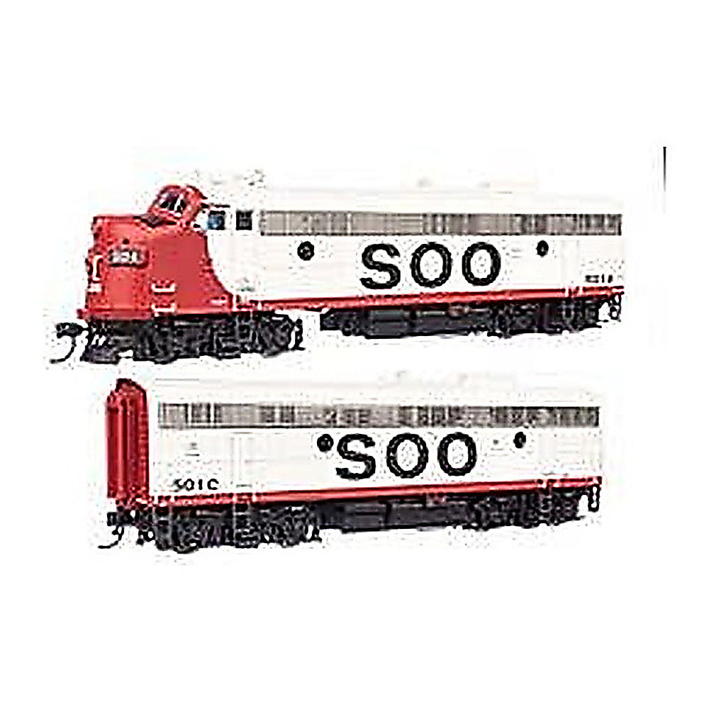 walthers proto 920 42554 ho scale emd fp7 f7b loksound 5 sound dcc soo line 501a 501c white red black