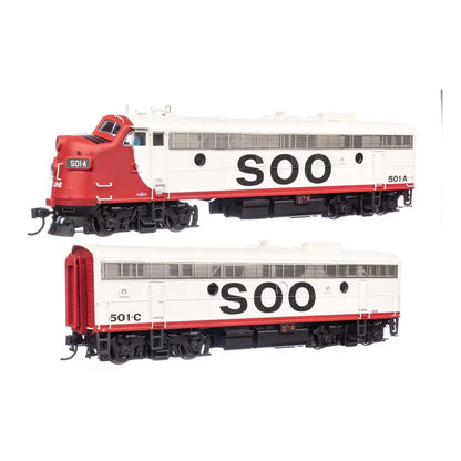 walthers proto 920 42554 ho scale emd fp7 f7b loksound 5 sound dcc soo line 501a 501c white red black