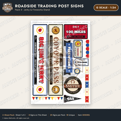 Alpine Railworks 30509G G Scale Roadside Trading Post Signs - Jerky