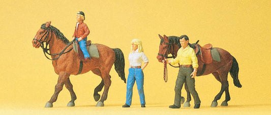 Preiser 10500 HO Scale Riders with Horses Figure Set #1