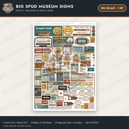 Alpine Railworks 31007HO HO Scale Roadside Signs - Potato Museum