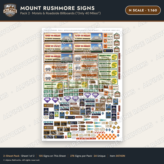 Alpine Railworks 30743N N Scale Tourist Signs - Mount Rushmore