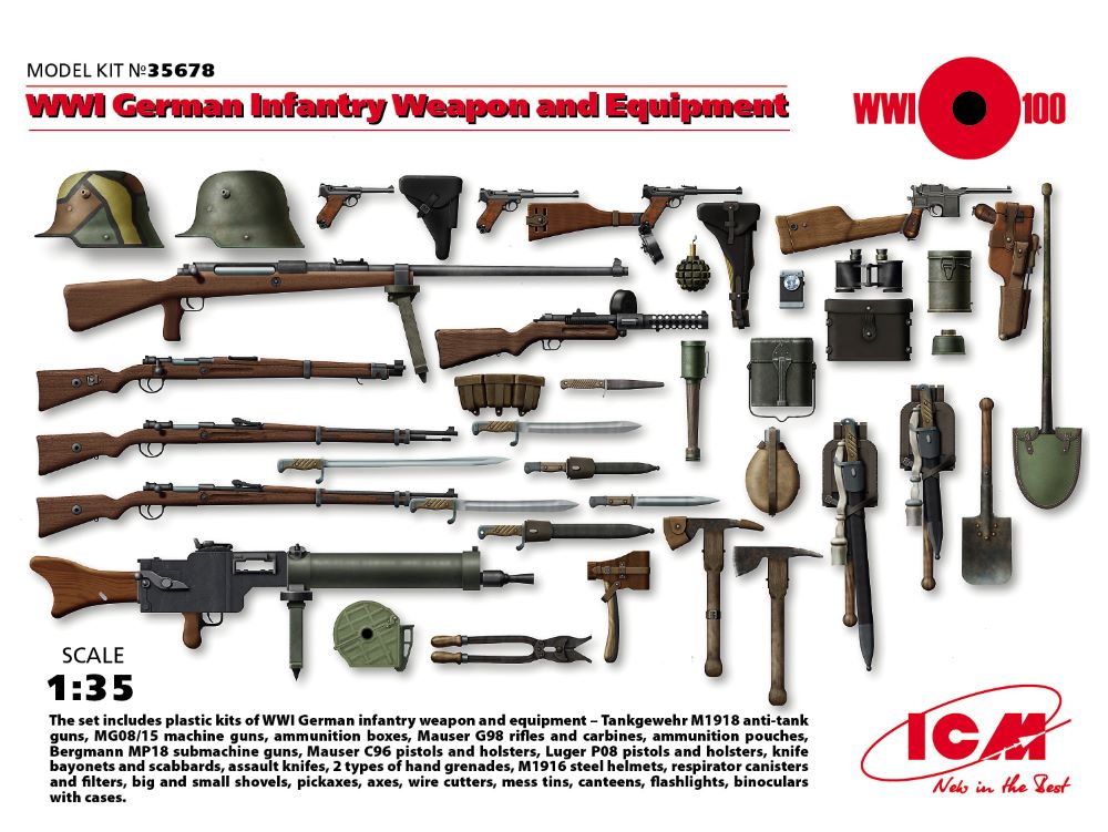 ICM Models 35678 1/35 WWI German Infantry Weapon & Equipment