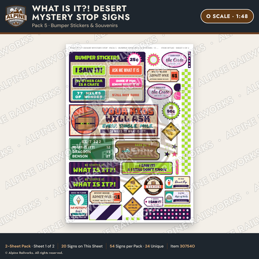 Alpine Railworks 30754O O Scale Roadside Signs - Desert Mystery Stop