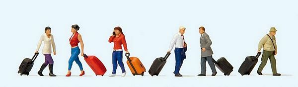 Preiser 10640 HO Scale Walking Travelers w/Rolling Suitcases
