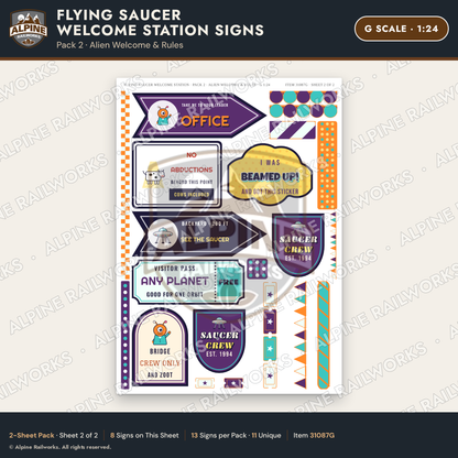 Alpine Railworks 31087G G Scale Roadside Signs - UFO Welcome Center