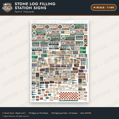 Alpine Railworks 31079N N Scale Roadside Signs - Petrified Wood