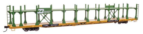 Walthers Mainline 8029 HO Scale 89' Flatcar w/Bi-Level Open Auto Rack - Ready to