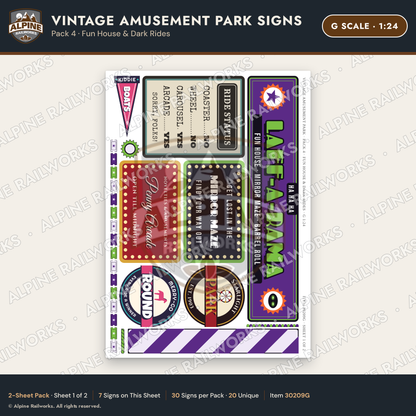 Alpine Railworks 30209G G Scale Vintage Amusement Park Signs