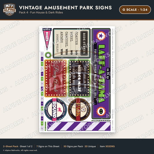Alpine Railworks 30209G G Scale Vintage Amusement Park Signs