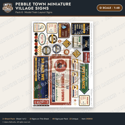 Alpine Railworks 31061O O Scale Roadside Signs - Miniature Village