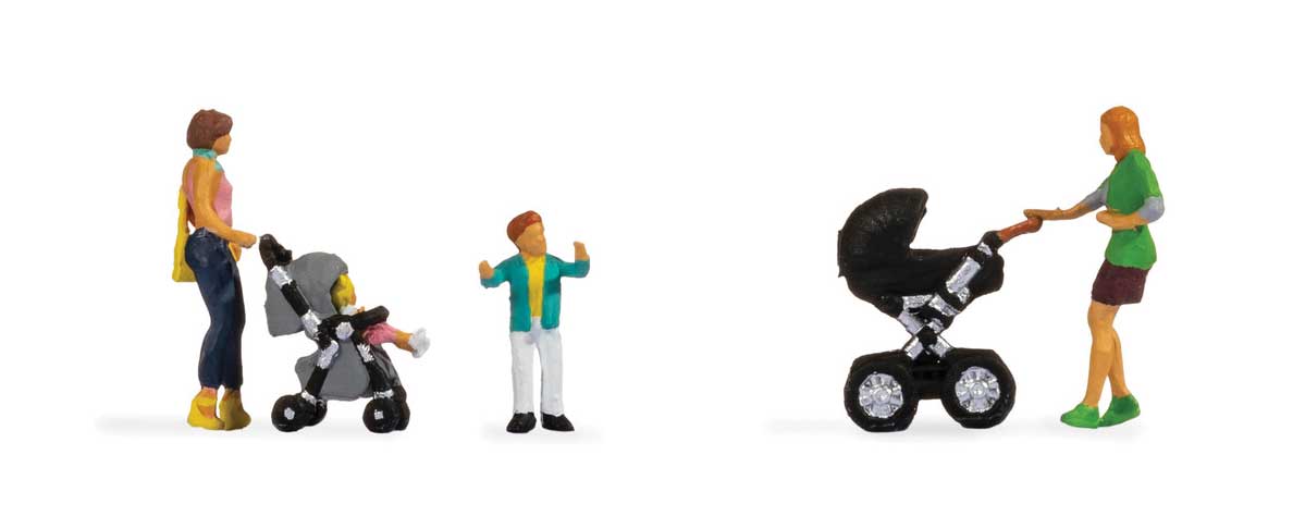 Walthers Scenemaster 6083 HO Scale Mothers with Children -- 2 Moms, 2 Kids, 2 St