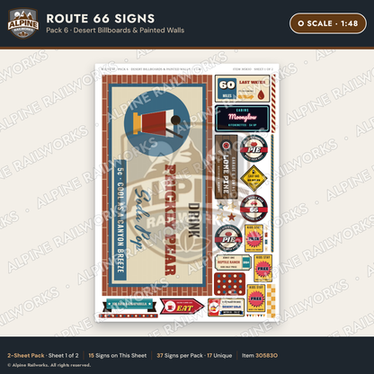 Alpine Railworks 30583O O Scale Route 66 Highway Signs