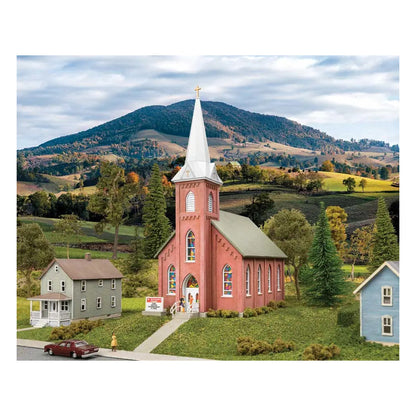walthers cornerstone 3858 n scale brick church kit 4 7 8 x 2 3 4 x 6 7 16