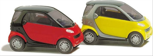 Busch 8350 N Scale Smart City Coupe, 2-Pack (Red & Yellow)