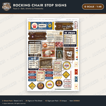 Alpine Railworks 30986O O Scale Roadside Signs - Giant Rocking Chair
