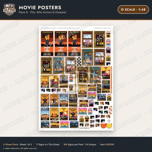 Alpine Railworks 30031O O Scale Movie Posters - 70s-80s Action
