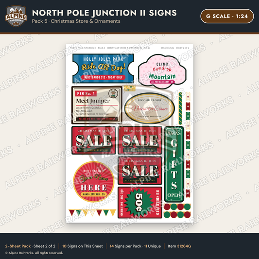 Alpine Railworks 31264G G Scale Christmas Town Signs - Christmas Store
