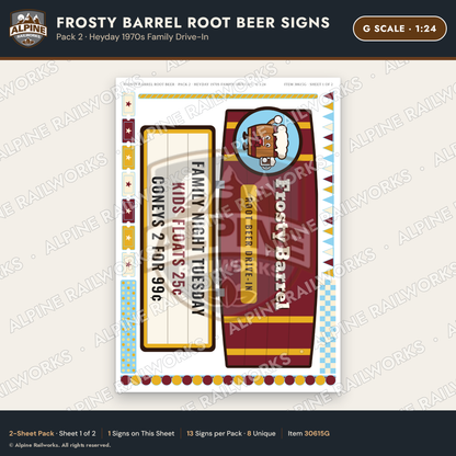 Alpine Railworks 30615G G Scale Fast Food Signs - Root Beer Drive-In