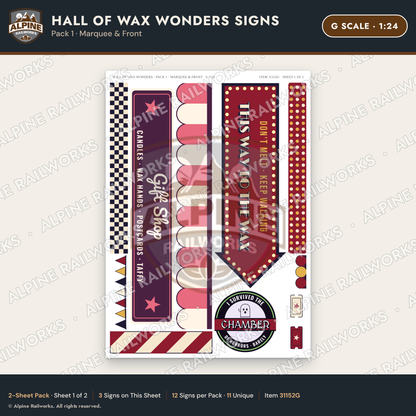 Alpine Railworks 31152G G Scale Roadside Attraction Signs - Wax Museum