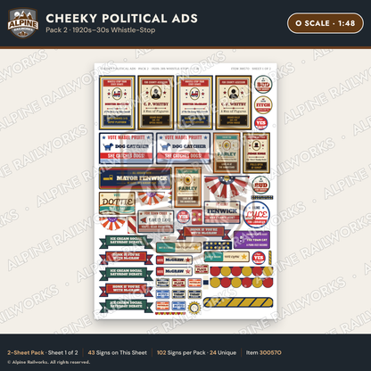 Alpine Railworks 30057O O Scale Cheeky Political Ads