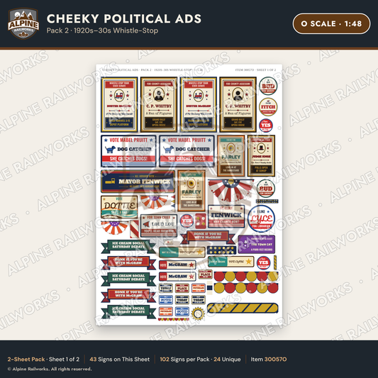 Alpine Railworks 30057O O Scale Cheeky Political Ads