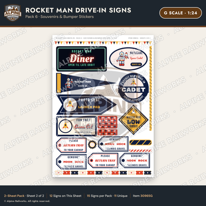 Alpine Railworks 30965G G Scale Roadside Signs - Spaceman Drive-In