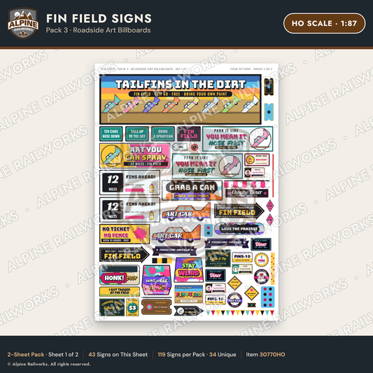 Alpine Railworks 30770HO HO Scale Roadside Signs - Buried Car Art