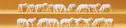 Preiser 14161 HO Scale Animals Sheep (white) pkg(18)