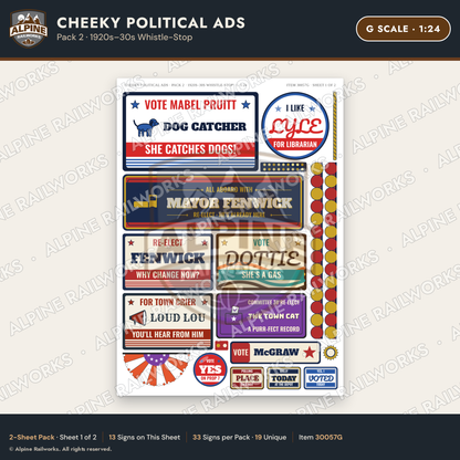 Alpine Railworks 30057G G Scale Cheeky Political Ads