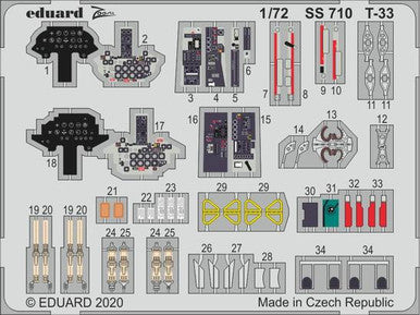 Eduard SS710 1/72 T-33 for Platz Photo Etch Detail Set