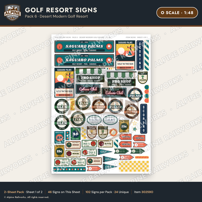 Alpine Railworks 30259O O Scale Golf Resort Signs