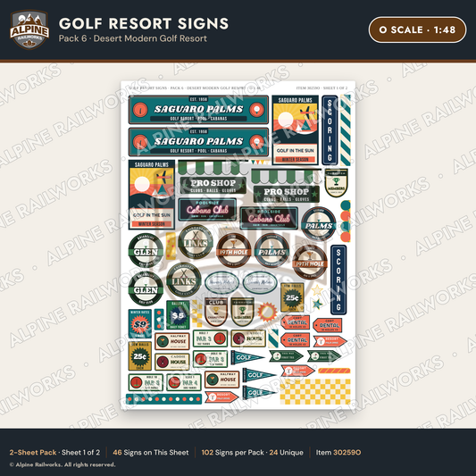 Alpine Railworks 30259O O Scale Golf Resort Signs