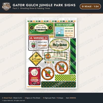 Alpine Railworks 30805G G Scale Roadside Signs - Alligator Park