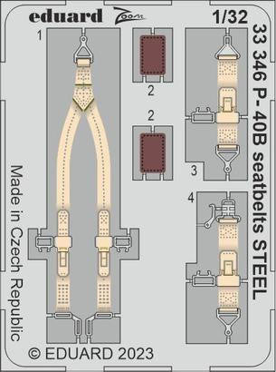 Eduard 33346 1/32 P-40B Seatbelts Steel for Great Wall Hobby