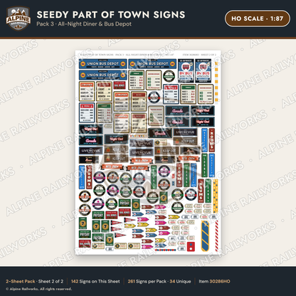 Alpine Railworks 30286HO HO Scale Seedy Part of Town Signs