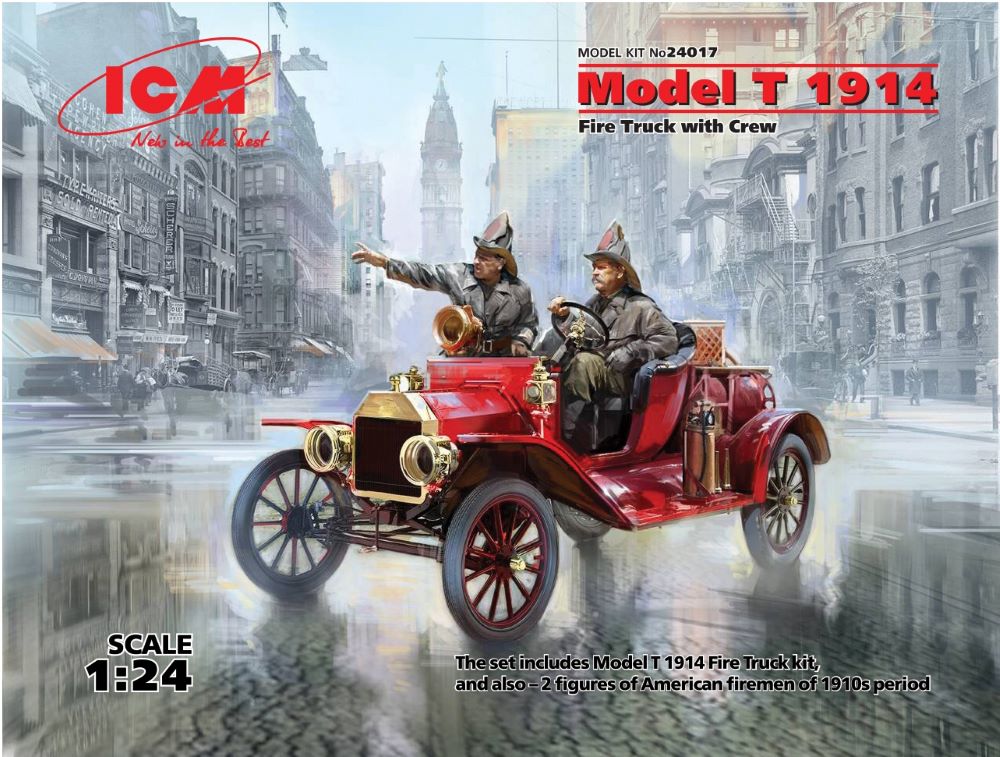 ICM Models 24017 1/24 Model T 1914 Fire Truck w/2 Crew