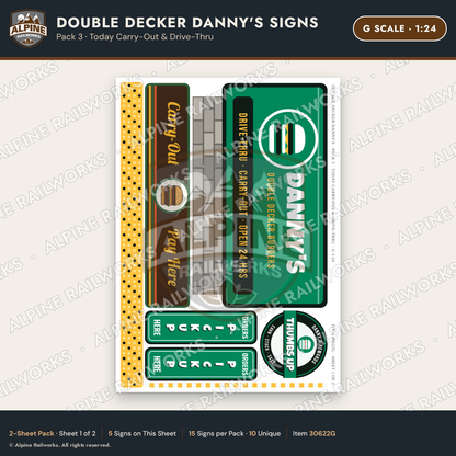 Alpine Railworks 30622G G Scale Restaurant Signs - Family Diner