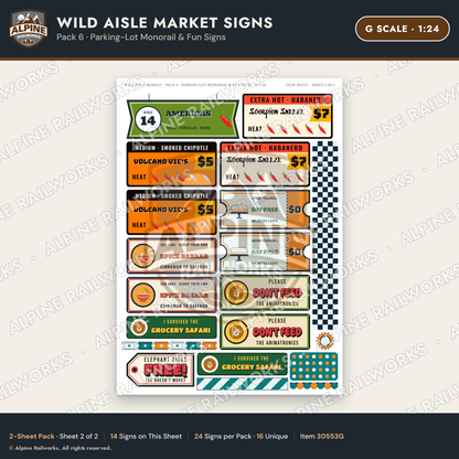 Alpine Railworks 30553G G Scale Roadside Signs - Jungle Grocery Store