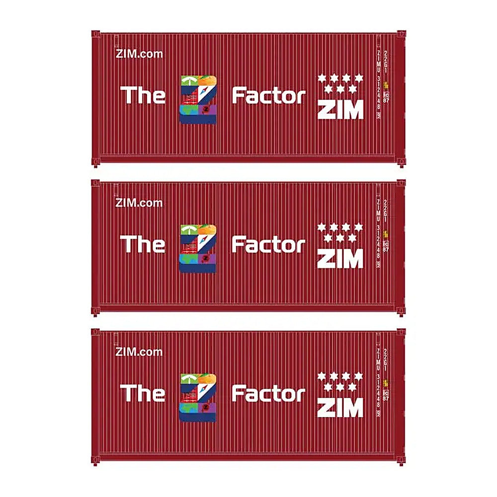 walthers scenemaster 18057 ho 20 container 3 pack zim