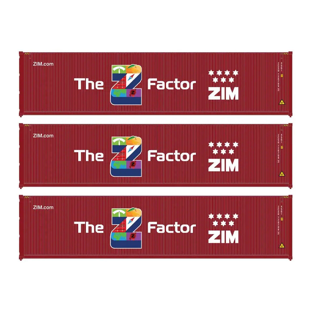 walthers scenemaster 18257 ho 40 corr container 3 pack zim