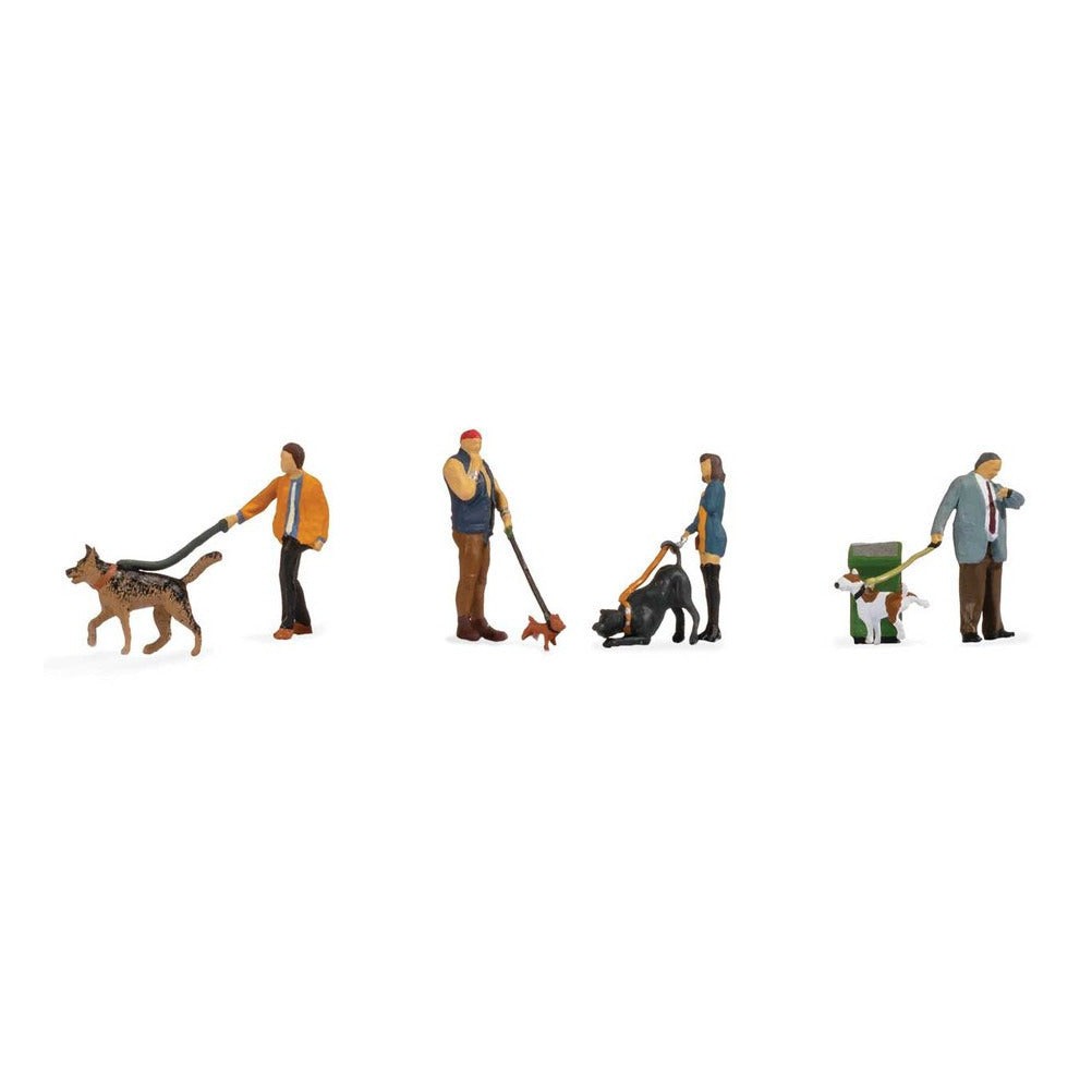walthers scenemaster 6082 ho scale people with dogs 4 of each with 1 garbage