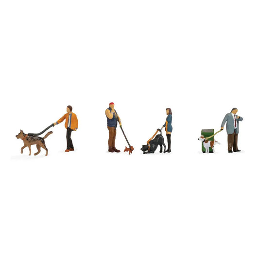 walthers scenemaster 6082 ho scale people with dogs 4 of each with 1 garbage