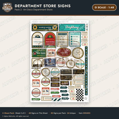 Alpine Railworks 30045O O Scale Department Store Signs