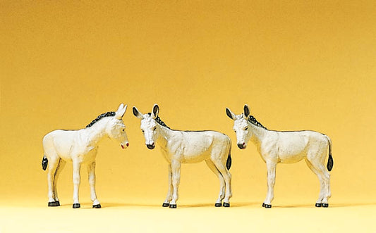 Preiser 10151 HO Scale Donkeys Animal Figure Set pkg(3)