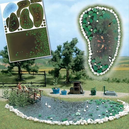 Busch 1210 HO Scale Garden Pond Set Kit